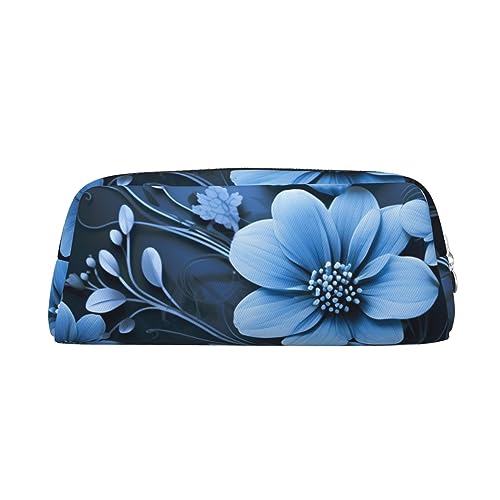 BWLHJKE Blaue Blumen Kosmetiktasche für Frauen Männer Reise Kulturbeutel ästhetische Geldbörse Beutel große Tasche, silberfarben, One size von BWLHJKE