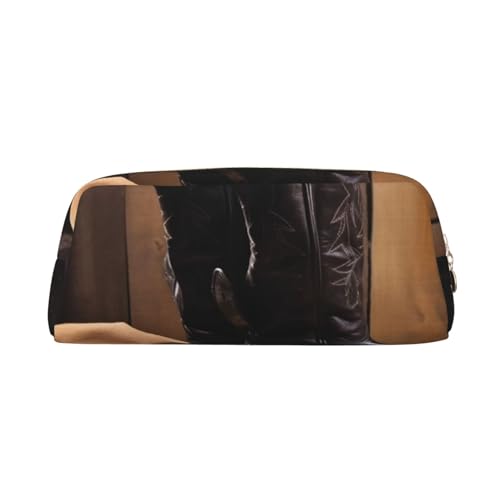 BWLHJKE Cowboy schwarzer Hut Westernstiefel Make-up Tasche für Frauen Männer Reise Kulturbeutel Ästhetische Geldbörse Etui Großes Etui, golden, One size von BWLHJKE