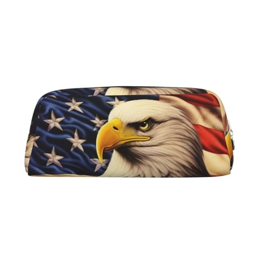 BWLHJKE Flagge und Adler Kosmetiktasche für Frauen Männer Reise Kulturbeutel ästhetische Geldbörse Federmäppchen großes Federmäppchen, silberfarben, One size von BWLHJKE