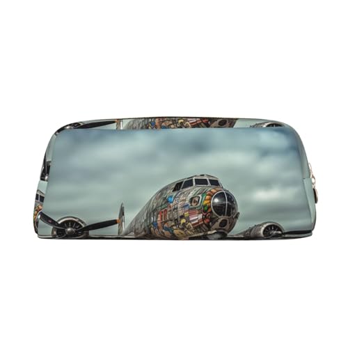 BWLHJKE Flugzeug Kunst Make-up Tasche für Frauen Männer Reise Kulturbeutel Ästhetische Geldbörse Beutel Große Stifttasche, golden, One size von BWLHJKE