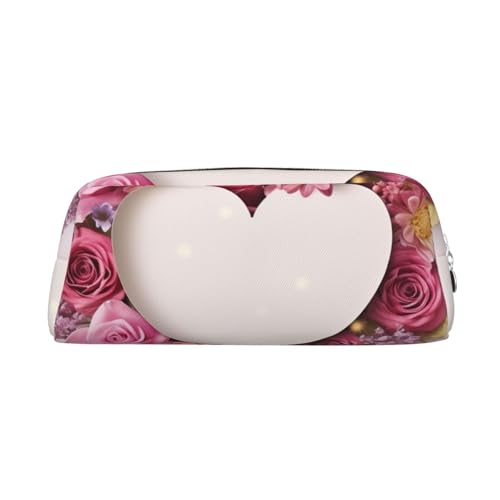 BWLHJKE Karte Herzform Blumen Make-up Tasche für Frauen Männer Reise Kulturbeutel Ästhetische Geldbörse Beutel Große Bleistift Fall, silberfarben, One size von BWLHJKE