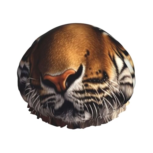 Bengal Tiger Duschhaube für Damen und Herren, groß, wiederverwendbar, doppellagig, wasserdicht, Badekappen, elastisches Band, Haarmütze für alle Frisuren, reisefreundlich von BWLHJKE