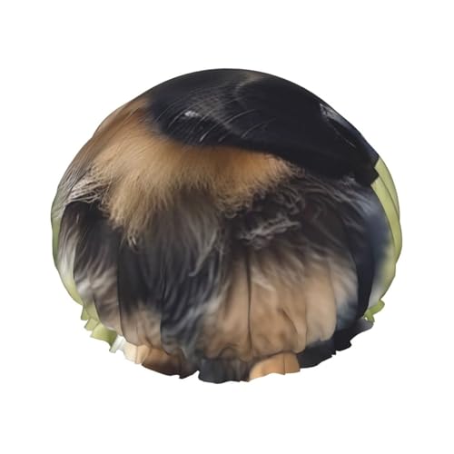 Deutscher Schäferhund Welpe Duschhaube für Damen und Herren, große wiederverwendbare Duschhaube, doppellagig, wasserdicht, Badekappen, elastisches Band, Haarmütze für alle Frisuren, reisefreundlich von BWLHJKE