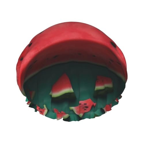 Dream Wassermelone Duschhaube für Damen und Herren, groß, wiederverwendbar, doppellagig, wasserdicht, Badekappen, elastisches Band, Haarmütze für alle Frisuren, reisefreundlich von BWLHJKE