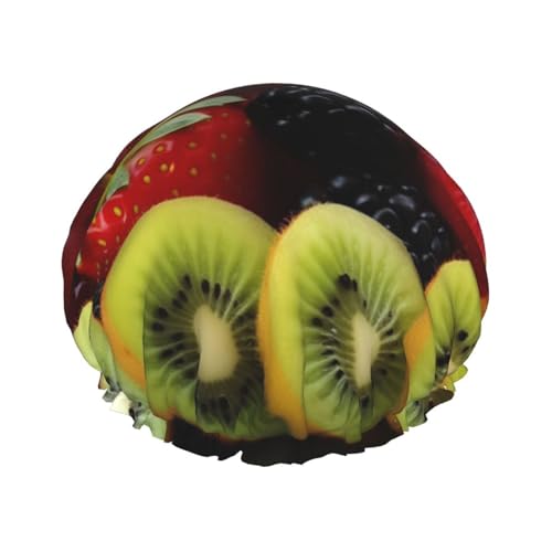 Duschhaube mit frischem Obst für Damen und Herren, groß, wiederverwendbar, doppellagig, wasserdicht, Badekappen, elastisches Band, Haarmütze für alle Frisuren, reisefreundlich Duschhaube mit frischem Obst für Damen und Herren, groß, wiederverwendbar, doppellagig, wasserdicht, Badekappen, elastisches Band, Haarmütze für alle Frisuren, reisefreundlich von BWLHJKE
