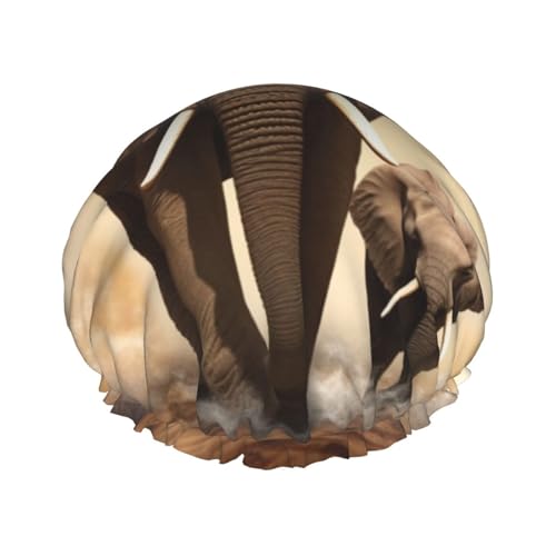 Elefanten-Duschhaube für Damen und Herren, groß, wiederverwendbar, doppellagig, wasserdicht, Badekappen, elastisches Band, Haarmütze für alle Frisuren, reisefreundlich von BWLHJKE