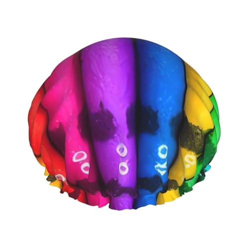 Farbige Buntstifte, Duschhaube für Damen und Herren, groß, wiederverwendbar, doppellagig, wasserdicht, Badekappen, elastisches Band, Haarmütze für alle Frisuren, reisefreundlich Farbige Buntstifte, Duschhaube für Damen und Herren, groß, wiederverwendbar, doppellagig, wasserdicht, Badekappen, elastisches Band, Haarmütze für alle Frisuren, reisefreundlich von BWLHJKE