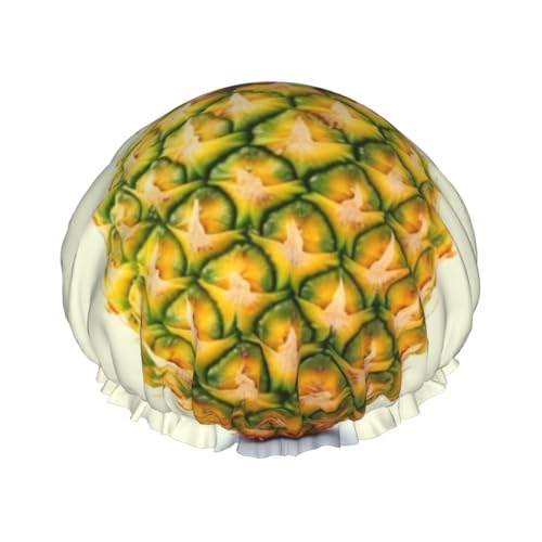 Fresh Ananas Duschhaube für Damen und Herren, groß, wiederverwendbar, doppellagig, wasserdicht, Badekappen, elastisches Band, Haarmütze für alle Frisuren, reisefreundlich von BWLHJKE