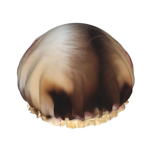 Frettchen Duschhaube für Damen und Herren, groß, wiederverwendbar, doppellagig, wasserdicht, Badekappen, elastisches Band, Haarmütze für alle Frisuren, reisefreundlich von BWLHJKE