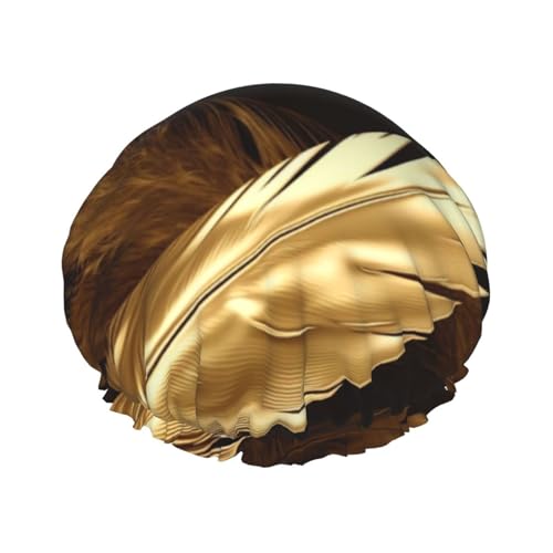 Goldene Federn Duschhaube für Damen und Herren, große wiederverwendbare Duschhaube, doppellagig, wasserdicht, Badekappen, elastisches Band, Haarmütze für alle Frisuren, reisefreundlich Goldene Federn Duschhaube für Damen und Herren, große wiederverwendbare Duschhaube, doppellagig, wasserdicht, Badekappen, elastisches Band, Haarmütze für alle Frisuren, reisefreundlich von BWLHJKE