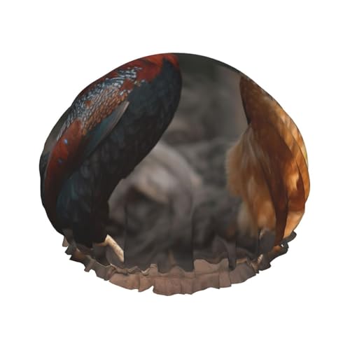 Hahn- und Huhn-Duschhaube für Damen und Herren, groß, wiederverwendbar, doppellagig, wasserdicht, Badekappen, elastisches Band, Haarmütze für alle Frisuren, reisefreundlich Hahn- und Huhn-Duschhaube für Damen und Herren, groß, wiederverwendbar, doppellagig, wasserdicht, Badekappen, elastisches Band, Haarmütze für alle Frisuren, reisefreundlich von BWLHJKE