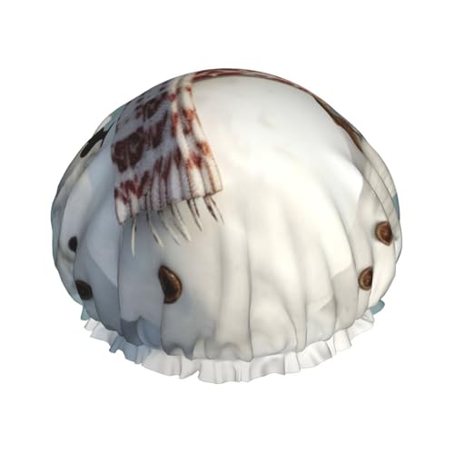 Happy Snowman Duschhaube für Damen und Herren, groß, wiederverwendbar, doppellagig, wasserdicht, Badekappen, elastisches Band, Haarmütze für alle Frisuren, reisefreundlich von BWLHJKE