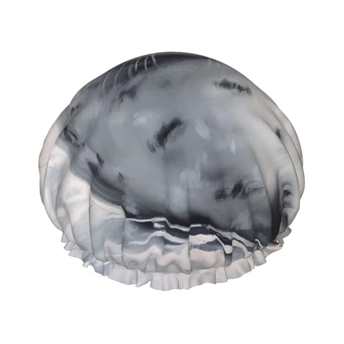 Harfe Dichtung Malerei Duschhaube für Damen Herren Große Wiederverwendbare Duschhaube Doppellagige Wasserdichte Badekappen Gummiband Haarhut für alle Frisuren, Reisefreundlich von BWLHJKE