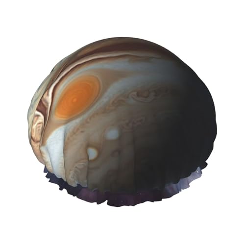 Jupiter Landschafts-Duschhaube für Damen und Herren, groß, wiederverwendbar, doppellagig, wasserdicht, Badekappen, elastisches Band, Haarmütze für alle Frisuren, reisefreundlich von BWLHJKE