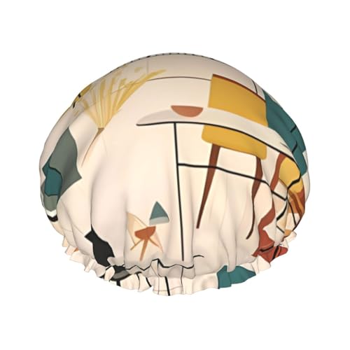 Mid Century Moderne Duschhaube für Damen und Herren, große wiederverwendbare Duschhaube, doppellagig, wasserdicht, Badekappen, elastisches Band, Haarmütze für alle Frisuren, reisefreundlich Mid Century Moderne Duschhaube für Damen und Herren, große wiederverwendbare Duschhaube, doppellagig, wasserdicht, Badekappen, elastisches Band, Haarmütze für alle Frisuren, reisefreundlich von BWLHJKE