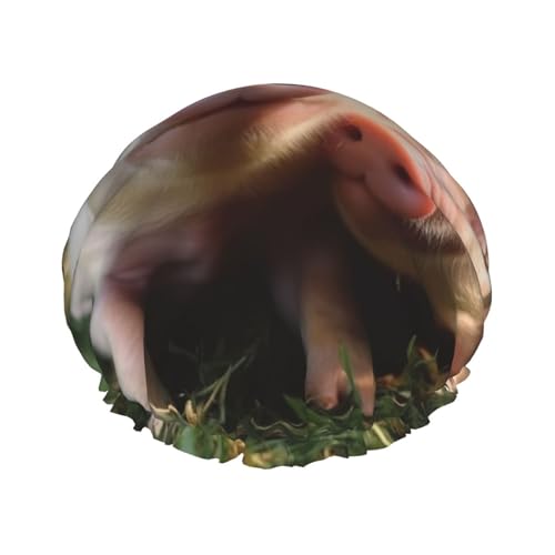 Niedliche Tier-Duschhaube für Damen und Herren, groß, wiederverwendbar, doppellagig, wasserdicht, Badekappen, elastisches Band, Haarmütze für alle Frisuren, reisefreundlich von BWLHJKE