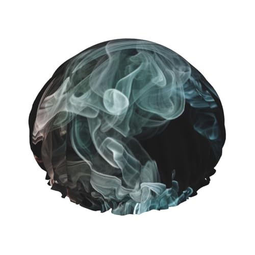 Psychedelic Smoke Duschhaube für Damen und Herren, große wiederverwendbare Duschhaube, doppellagig, wasserdicht, Badekappen, elastisches Band, Haarmütze für alle Frisuren, reisefreundlich von BWLHJKE