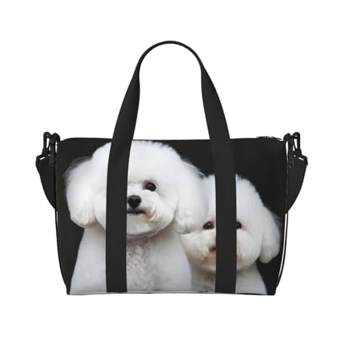 Reisetasche für Herren, Turnbeutel, Bichon Frisé, Gepäcktasche mit Schultergurt, große Sporttasche für Damen, Wochenendtasche, Übernachtungstasche, faltbare Tragetasche für Flugzeug Reisetasche für Herren, Turnbeutel, Bichon Frisé, Gepäcktasche mit Schultergurt, große Sporttasche für Damen, Wochenendtasche, Übernachtungstasche, faltbare Tragetasche für Flugzeug von BWLHJKE