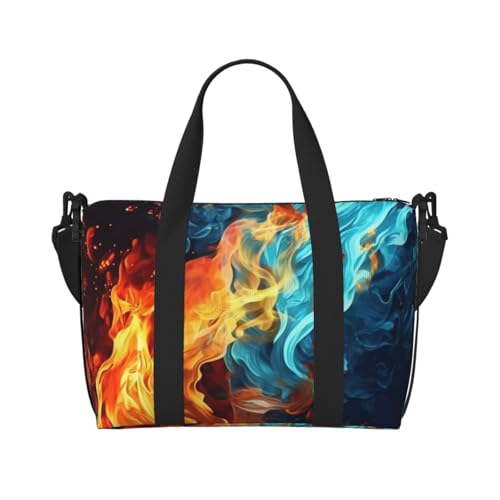 Reisetasche für Herren, Turnbeutel, Feuer- und Wassermuster, Gepäcktasche mit Schultergurt, große Sporttasche für Damen, Wochenendtasche, Übernachtungstasche, faltbare Tragetasche für Flugzeug Reisetasche für Herren, Turnbeutel, Feuer- und Wassermuster, Gepäcktasche mit Schultergurt, große Sporttasche für Damen, Wochenendtasche, Übernachtungstasche, faltbare Tragetasche für Flugzeug von BWLHJKE