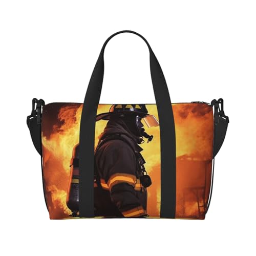 Reisetasche für Herren, Turnbeutel, Feuerwehrmann, Flamme mit Schultergurt, große Sporttasche für Damen, Wochenendtasche, Übernachtungstasche, faltbare Tragetasche für Flugzeug Reisetasche für Herren, Turnbeutel, Feuerwehrmann, Flamme mit Schultergurt, große Sporttasche für Damen, Wochenendtasche, Übernachtungstasche, faltbare Tragetasche für Flugzeug von BWLHJKE