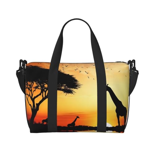 Reisetasche für Herren, Turnbeutel, Giraffe, Sonnenuntergang, Gepäcktasche mit Schultergurt, große Sporttasche für Damen, Wochenendtasche, Übernachtungstasche, faltbare Tragetasche für Flugzeug Reisetasche für Herren, Turnbeutel, Giraffe, Sonnenuntergang, Gepäcktasche mit Schultergurt, große Sporttasche für Damen, Wochenendtasche, Übernachtungstasche, faltbare Tragetasche für Flugzeug von BWLHJKE