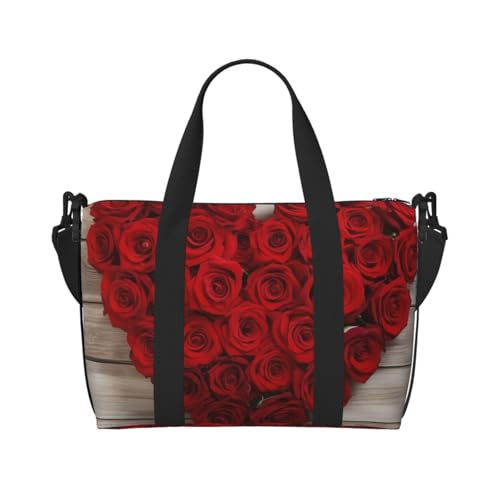 Reisetasche für Herren, Turnbeutel, Herzförmige Rosen, Gepäcktasche mit Schultergurt, große Sporttasche für Damen, Wochenendtasche, Übernachtungstasche, faltbare Tragetasche für Flugzeug Reisetasche für Herren, Turnbeutel, Herzförmige Rosen, Gepäcktasche mit Schultergurt, große Sporttasche für Damen, Wochenendtasche, Übernachtungstasche, faltbare Tragetasche für Flugzeug von BWLHJKE