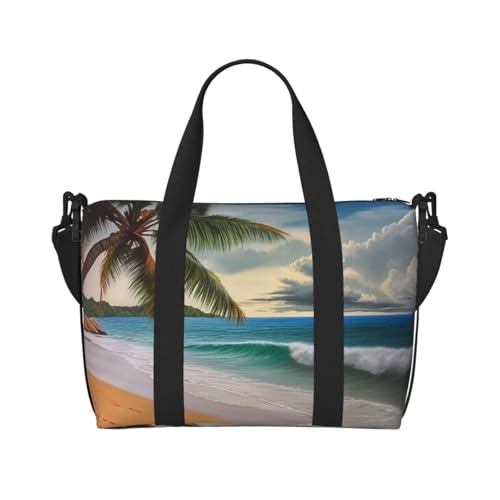 Reisetasche für Herren, Turnbeutel, Kokosnusspalme, Sandstrand, Gepäcktasche mit Schultergurt, große Sporttasche für Damen, Wochenendtasche, Übernachtungstasche, faltbare Tragetasche für Flugzeug Reisetasche für Herren, Turnbeutel, Kokosnusspalme, Sandstrand, Gepäcktasche mit Schultergurt, große Sporttasche für Damen, Wochenendtasche, Übernachtungstasche, faltbare Tragetasche für Flugzeug von BWLHJKE