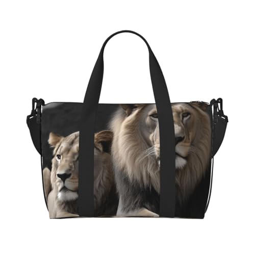Reisetasche für Herren, Turnbeutel, Löwen-Gepäcktasche mit Schultergurt, große Sporttasche für Damen, Wochenendtasche, Übernachtungstasche, faltbare Tragetasche für Flugzeug Reisetasche für Herren, Turnbeutel, Löwen-Gepäcktasche mit Schultergurt, große Sporttasche für Damen, Wochenendtasche, Übernachtungstasche, faltbare Tragetasche für Flugzeug von BWLHJKE
