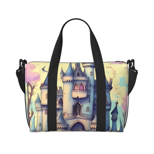 Reisetasche für Herren, Turnbeutel, Märchenschloss, Gepäcktasche mit Schultergurt, große Sporttasche für Damen, Wochenendtasche, Übernachtungstasche, faltbare Tragetasche für Flugzeug Reisetasche für Herren, Turnbeutel, Märchenschloss, Gepäcktasche mit Schultergurt, große Sporttasche für Damen, Wochenendtasche, Übernachtungstasche, faltbare Tragetasche für Flugzeug von BWLHJKE