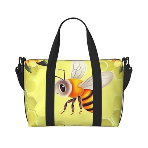 Reisetasche für Herren, Turnbeutel, Motiv: Biene in Blume, Gepäcktasche mit Schultergurt, große Sporttasche für Damen, Wochenendtasche, Übernachtungstasche, faltbare Tragetasche für Flugzeug Reisetasche für Herren, Turnbeutel, Motiv: Biene in Blume, Gepäcktasche mit Schultergurt, große Sporttasche für Damen, Wochenendtasche, Übernachtungstasche, faltbare Tragetasche für Flugzeug von BWLHJKE