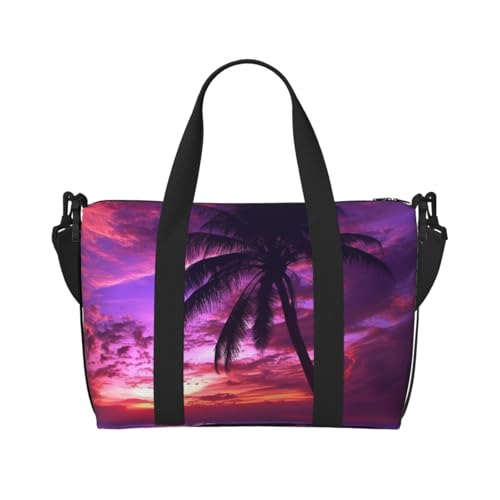 Reisetasche für Herren, Turnbeutel, Palme, Lila, Sonnenuntergang, Gepäcktasche mit Schultergurt, große Sporttasche für Damen, Wochenendtasche, Übernachtungstasche, faltbare Tragetasche für Flugzeug Reisetasche für Herren, Turnbeutel, Palme, Lila, Sonnenuntergang, Gepäcktasche mit Schultergurt, große Sporttasche für Damen, Wochenendtasche, Übernachtungstasche, faltbare Tragetasche für Flugzeug von BWLHJKE