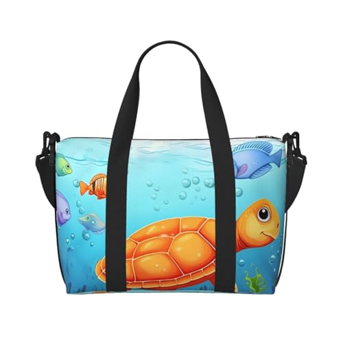 Reisetasche für Herren, Turnbeutel, Schildkröte und Fische, Gepäcktasche mit Schultergurt, große Sporttasche für Damen, Wochenendtasche, Übernachtungstasche, faltbare Tragetasche für Flugzeug Reisetasche für Herren, Turnbeutel, Schildkröte und Fische, Gepäcktasche mit Schultergurt, große Sporttasche für Damen, Wochenendtasche, Übernachtungstasche, faltbare Tragetasche für Flugzeug von BWLHJKE