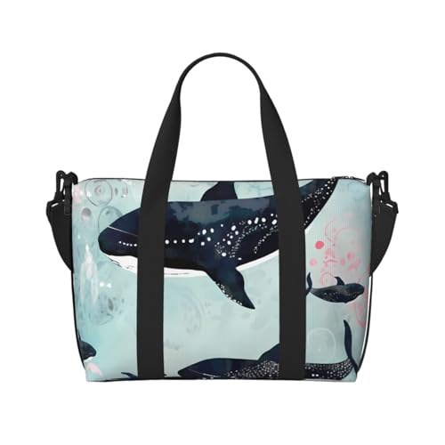 Reisetasche für Herren, Turnbeutel, Wal-Gepäcktasche mit Schultergurt, große Sporttasche für Damen, Wochenendtasche, Übernachtungstasche, faltbare Tragetasche für Flugzeug von BWLHJKE