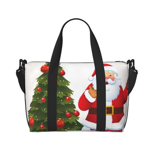 Reisetasche für Herren, Turnbeutel, Weihnachtsmann, Weihnachtsbaum, Weihnachtsgepäcktasche mit Schultergurt, große Sporttasche für Damen, Wochenendtasche, Übernachtungstasche, faltbare Tragetasche für Reisetasche für Herren, Turnbeutel, Weihnachtsmann, Weihnachtsbaum, Weihnachtsgepäcktasche mit Schultergurt, große Sporttasche für Damen, Wochenendtasche, Übernachtungstasche, faltbare Tragetasche für von BWLHJKE