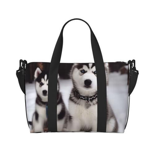 Reisetasche für Herren, Turnbeutel, bezaubernde Huskies, Gepäcktasche mit Schultergurt, große Sporttasche für Damen, Wochenendtasche, Übernachtungstasche, faltbare Tragetasche für Flugzeug Reisetasche für Herren, Turnbeutel, bezaubernde Huskies, Gepäcktasche mit Schultergurt, große Sporttasche für Damen, Wochenendtasche, Übernachtungstasche, faltbare Tragetasche für Flugzeug von BWLHJKE