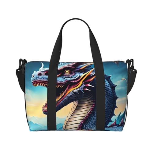 Reisetasche für Herren, Turnbeutel, brüllender Drache, Gepäcktasche mit Schultergurt, große Sporttasche für Damen, Wochenendtasche, Übernachtungstasche, faltbare Tragetasche für Flugzeug Reisetasche für Herren, Turnbeutel, brüllender Drache, Gepäcktasche mit Schultergurt, große Sporttasche für Damen, Wochenendtasche, Übernachtungstasche, faltbare Tragetasche für Flugzeug von BWLHJKE