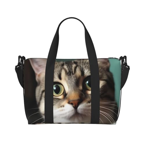 Reisetasche für Herren, Turnbeutel, eine neugierige Katze, Gepäcktasche mit Schultergurt, große Sporttasche für Damen, Wochenendtasche, Übernachtungstasche, faltbare Tragetasche für Flugzeug Reisetasche für Herren, Turnbeutel, eine neugierige Katze, Gepäcktasche mit Schultergurt, große Sporttasche für Damen, Wochenendtasche, Übernachtungstasche, faltbare Tragetasche für Flugzeug von BWLHJKE