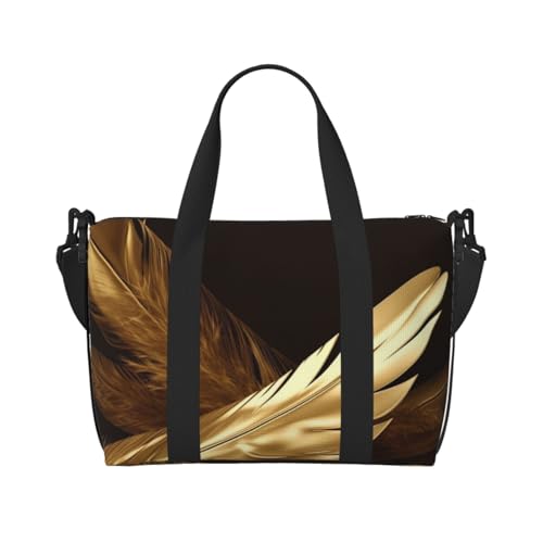 Reisetasche für Herren, Turnbeutel, goldene Federn, Gepäcktasche mit Schultergurt, große Sporttasche für Damen, Wochenendtasche, Übernachtungstasche, faltbare Tragetasche für Flugzeug Reisetasche für Herren, Turnbeutel, goldene Federn, Gepäcktasche mit Schultergurt, große Sporttasche für Damen, Wochenendtasche, Übernachtungstasche, faltbare Tragetasche für Flugzeug von BWLHJKE