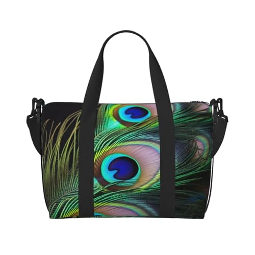 Reisetasche für Herren, Turnbeutel, grüne Pfauenfedern, Gepäcktasche mit Schultergurt, große Sporttasche für Damen, Wochenendtasche, Übernachtungstasche, faltbare Tragetasche für Flugzeug Reisetasche für Herren, Turnbeutel, grüne Pfauenfedern, Gepäcktasche mit Schultergurt, große Sporttasche für Damen, Wochenendtasche, Übernachtungstasche, faltbare Tragetasche für Flugzeug von BWLHJKE