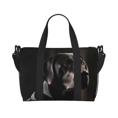 Reisetasche für Herren, Turnbeutel, schwarzer Labrador, Gepäcktasche mit Schultergurt, große Sporttasche für Damen, Wochenendtasche, Übernachtungstasche, faltbare Tragetasche für Flugzeug Reisetasche für Herren, Turnbeutel, schwarzer Labrador, Gepäcktasche mit Schultergurt, große Sporttasche für Damen, Wochenendtasche, Übernachtungstasche, faltbare Tragetasche für Flugzeug von BWLHJKE
