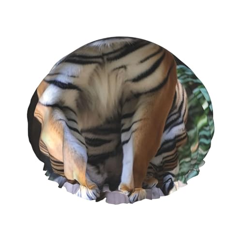 Tiger im Zoo Duschhaube für Damen und Herren, große wiederverwendbare Duschhaube, doppellagig, wasserdicht, Badekappen, elastisches Band, Haarmütze für alle Frisuren, reisefreundlich Tiger im Zoo Duschhaube für Damen und Herren, große wiederverwendbare Duschhaube, doppellagig, wasserdicht, Badekappen, elastisches Band, Haarmütze für alle Frisuren, reisefreundlich von BWLHJKE