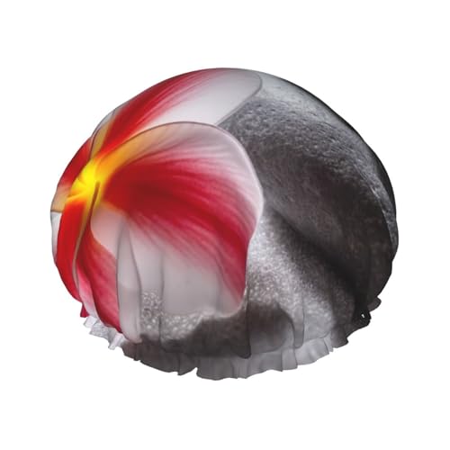 Tropische Blume und Zen Stein Duschhaube für Damen und Herren, große wiederverwendbare Duschhaube, doppellagig, wasserdicht, Badekappen, elastisches Band, Haarhut für alle Frisuren, reisefreundlich Tropische Blume und Zen Stein Duschhaube für Damen und Herren, große wiederverwendbare Duschhaube, doppellagig, wasserdicht, Badekappen, elastisches Band, Haarhut für alle Frisuren, reisefreundlich von BWLHJKE