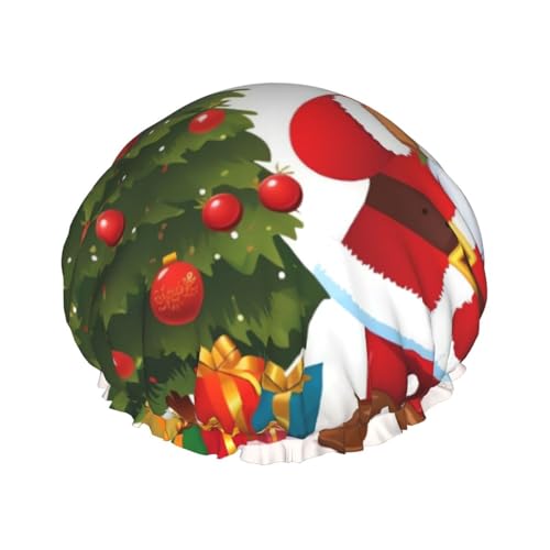 Weihnachtsmann Weihnachtsbaum Xmas Duschhaube für Damen Herren Große Wiederverwendbare Duschhaube Doppellagige Wasserdichte Badekappen Gummiband Haarhut für alle Frisuren, reisefreundlich Weihnachtsmann Weihnachtsbaum Xmas Duschhaube für Damen Herren Große Wiederverwendbare Duschhaube Doppellagige Wasserdichte Badekappen Gummiband Haarhut für alle Frisuren, reisefreundlich von BWLHJKE