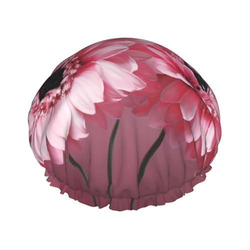 Zwei rosa Blumen-Duschhaube für Damen und Herren, groß, wiederverwendbar, doppellagig, wasserdicht, Badekappen, elastisches Band, Haarhut für alle Frisuren, reisefreundlich Zwei rosa Blumen-Duschhaube für Damen und Herren, groß, wiederverwendbar, doppellagig, wasserdicht, Badekappen, elastisches Band, Haarhut für alle Frisuren, reisefreundlich von BWLHJKE