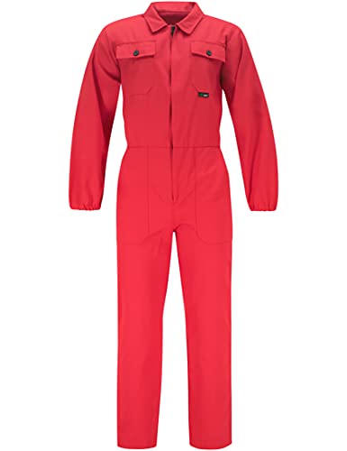BWOLF ANAX Arbeitsoverall Herren Overall Herren Arbeitskleidung 100% Baumwolle Arbeitsoveralls mit 5 Taschen (Rot, S) von BWOLF