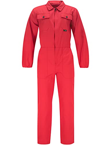 BWOLF ANAX Arbeitsoverall Herren Overall Herren Arbeitskleidung 100% Baumwolle Arbeitsoveralls mit 5 Taschen (Rot, XL) von BWOLF