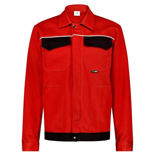 BWOLF ARES 100% Baumwolle Arbeitsjacke Männer Arbeitsjacke Herren Arbeitsjacke Bundjacke (Schwarz/Rot, 4XL) von BWOLF