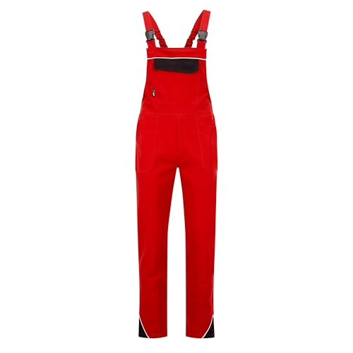 BWOLF ARES 100% Baumwolle Latzhose Herren Arbeitshose Schutz-Latzhose Arbeits-Latzhose (Schwarz/Rot, S) von BWOLF