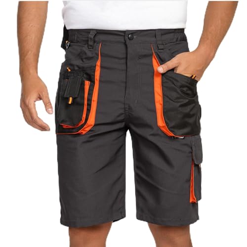 BWOLF Atlas Shorts Arbeitshosen Männer Kurz Arbeitsshorts Herren Arbeitshosen Herren Multifunktionalenn Taschen, Verstärkt mit 600D Polyester GrauS von BWOLF