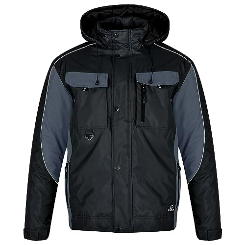 BWOLF BRAVER Arbeitsjacke Herren Winter Herren Winter Winddichte Winterjacke Arbeitsjacke Warme mit Kapuze Outdoor Jacken für Männer (Schwarz, S) von BWOLF
